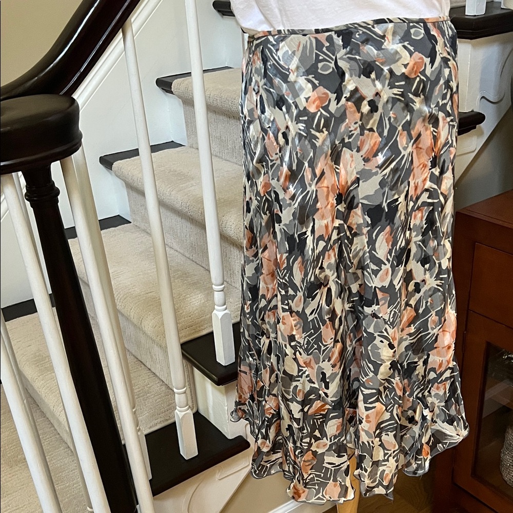 Anne Klein floral silk skirt